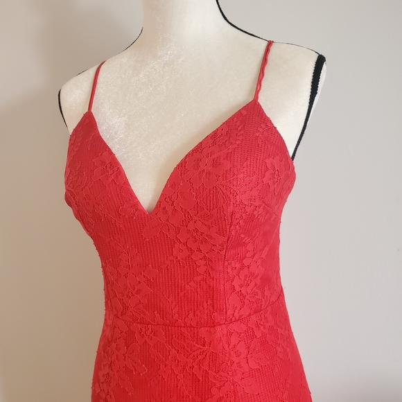 Bariano Australia open back lace prom red dress - Picture 2 of 10